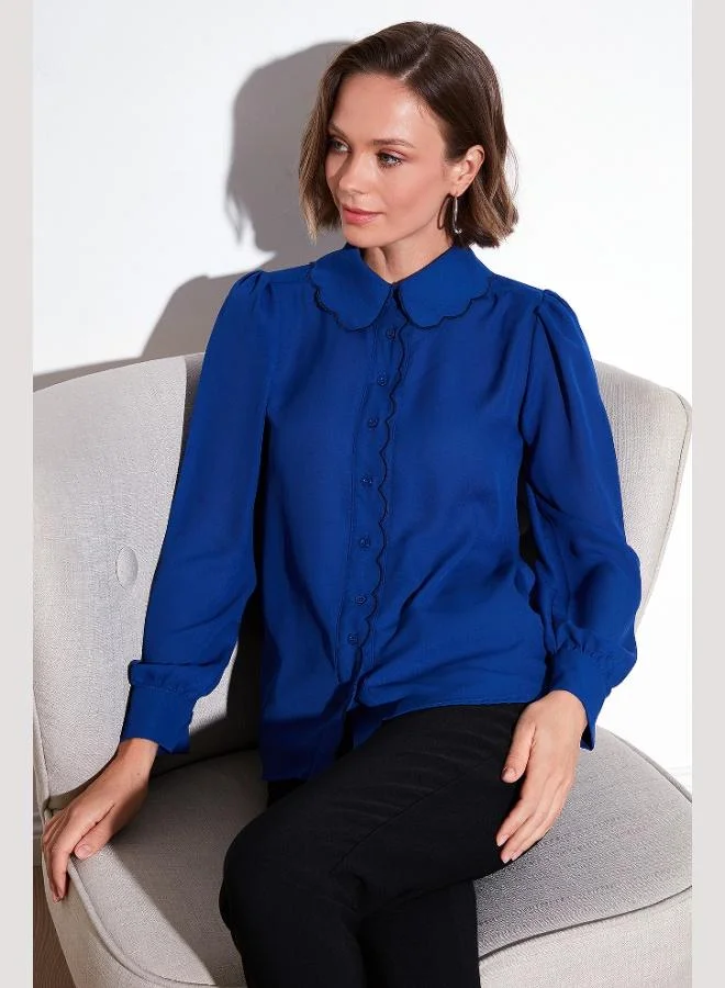 Lela Lela Collar Detail Regular Fit Chiffon Shirt Women's SHIRT 61114410