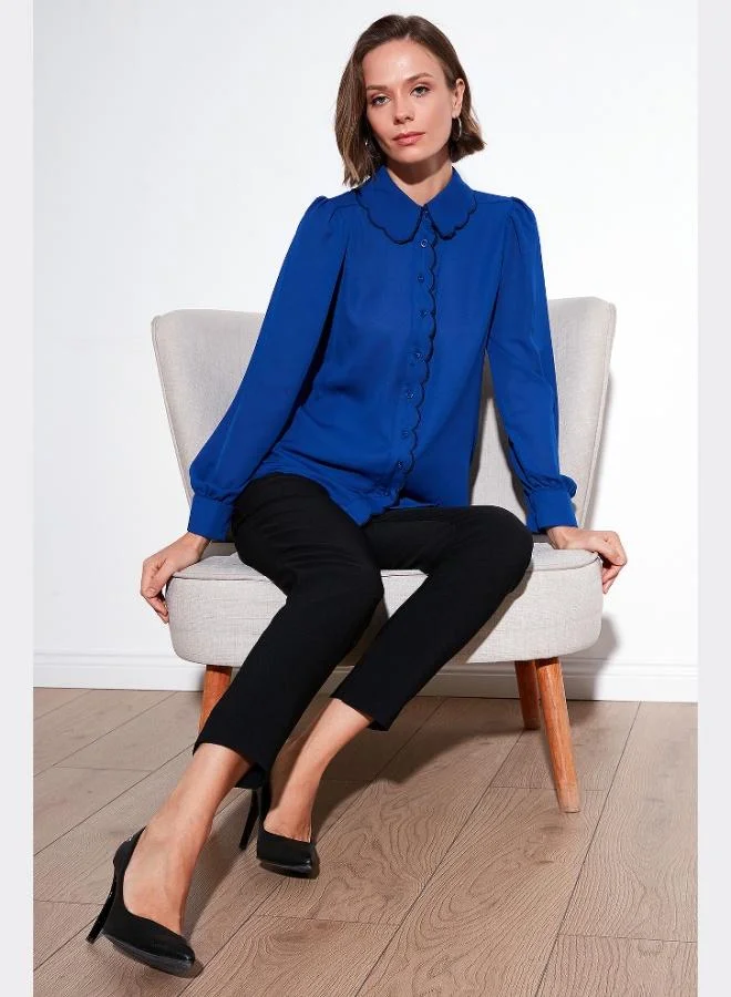 Lela Lela Collar Detail Regular Fit Chiffon Shirt Women's SHIRT 61114410