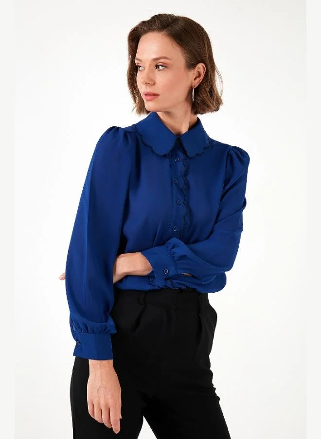 ليلا قميص نسائي بياقة ليلى بقصة عادية من الشيفون