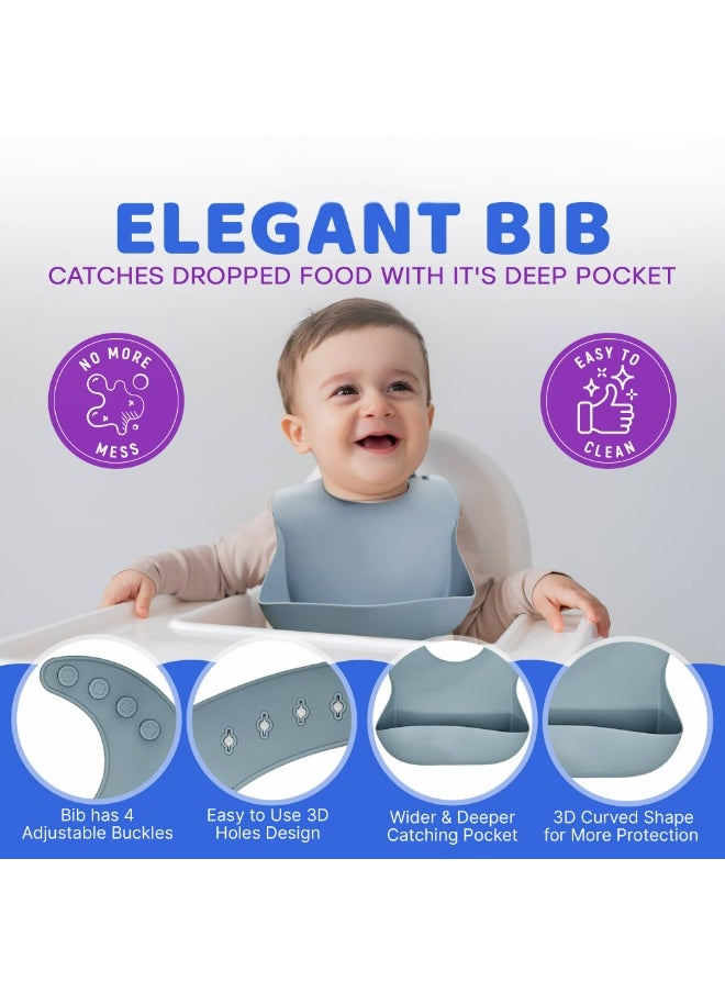 Generic Silicone Baby Weaning Feeding Set 6 Pieces, Baby Toddler Dish Set, Baby Led Weaning Supplies Set, Divided Plate, Suction Bowl, Baby, Spoon, Fork, Sippy Cup, BPA-Free, Easy to Clean  - Image 5