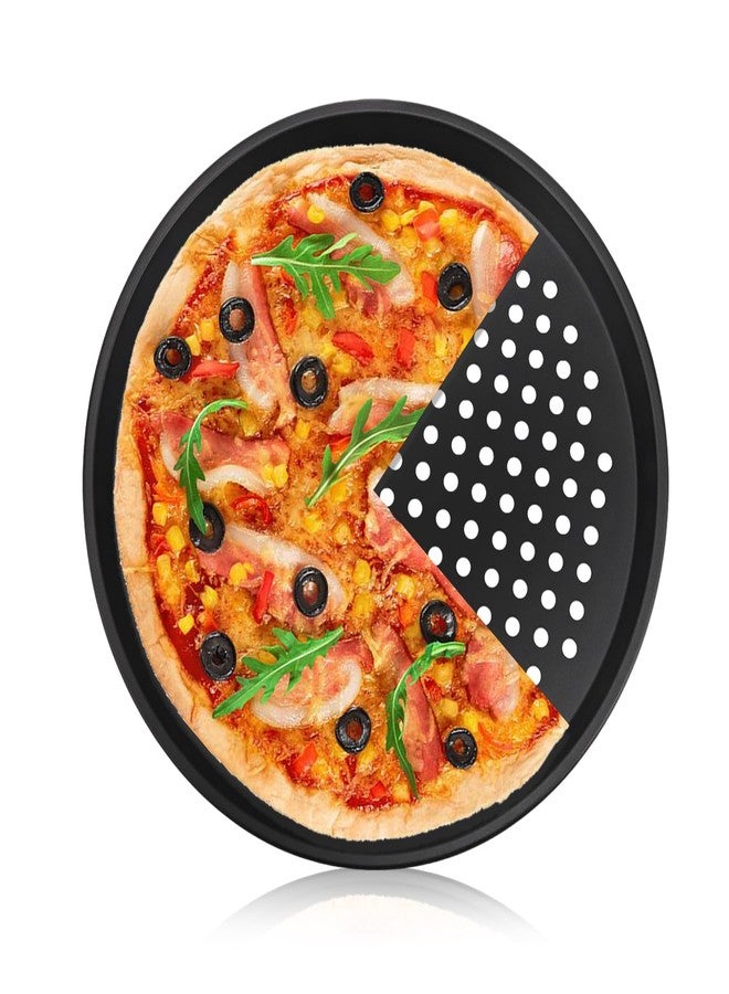 OXDFK 12-Inch Nonstick Pizza Pan with Holes, Perforated Carbon Steel Pizza Tray for Oven, Round Bakeware Pizza Tray for Home Restaurant Kitchen - Image 1
