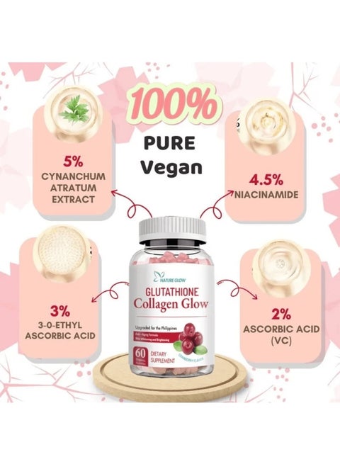 NATURE GLOW Glutathione + Collagen Glow by Nature Glow | Skin Brightening,  Whitening & Anti-Aging Tablets | 60 Count | Cranberry Flavor | Best Price  KSA | Riyadh, Jeddah