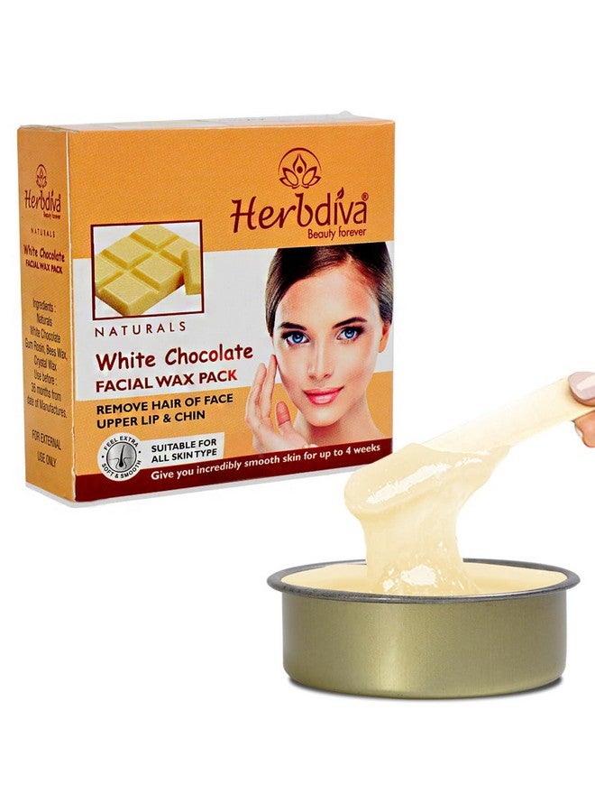 Herbdiva White Chocolate Facial Wax Pack 80gm, Silky Skin With The Sweet Delight of White Chocolate Infusion, Remove Hair Of Face Upper Lip & Chin, Suitable For All Skin Type - Image 1