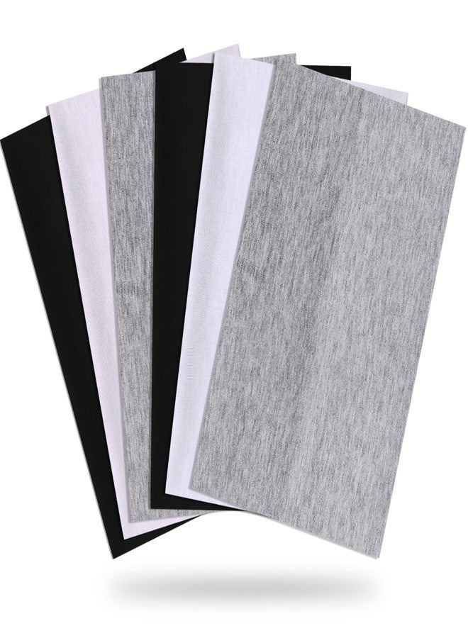 YONUF Wide Headbands for Women Stretchy Headband Workout Head Bands for Women's Hair Band Non Slip Head Wrap Headwear Black White Gray 6 Pack - Image 1