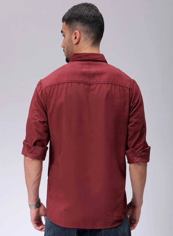 The Indian Garage Co Men Regular Fit Solid Full Sleeves Cutaway Collar Casual Shirt