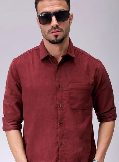 The Indian Garage Co Men Regular Fit Solid Full Sleeves Cutaway Collar Casual Shirt