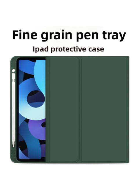 Applicable Ipad Tablet Bluetooth Keyboard Case Ipad10.9 Protective Case IPad Wireless Bluetooth Leather Case With Pen Slot-Color:Dark Night Green-without Keyboard-Applicable Model:pro11 2018/2020/2021/2022 Universal