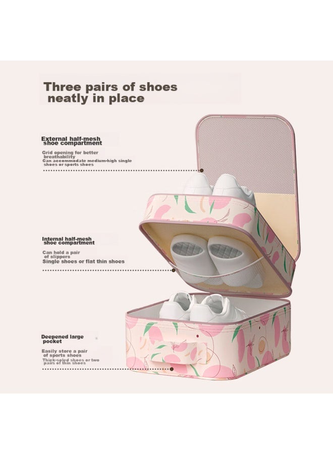 Sometimes Travel Shoe Storage Bag, Portable Handheld Luggage Organizer, Peach Pink - Image 3