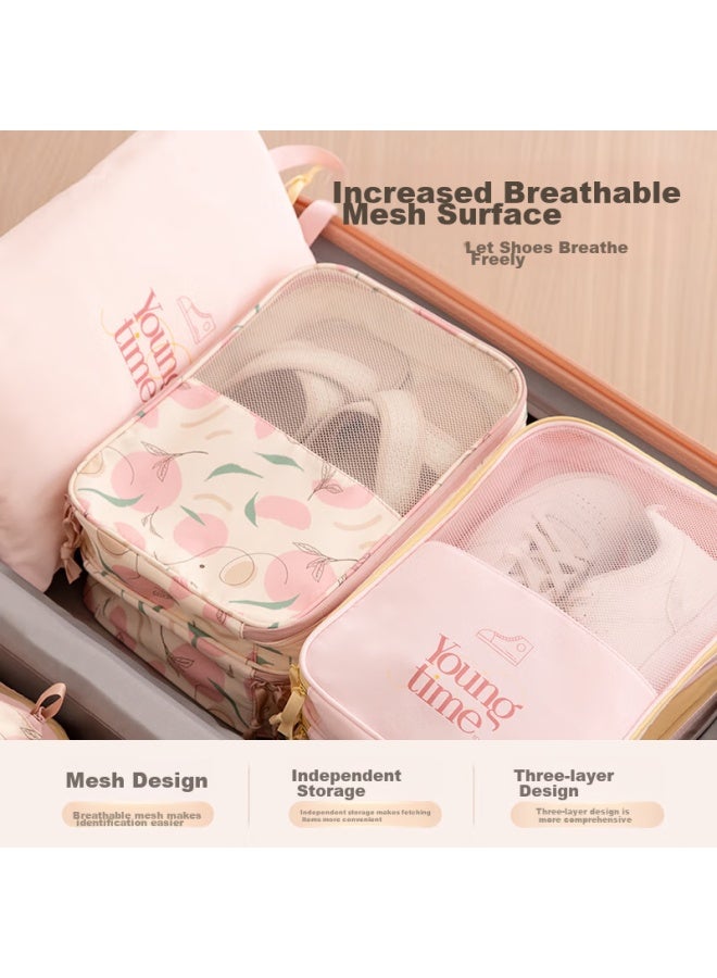 Sometimes Travel Shoe Storage Bag, Portable Handheld Luggage Organizer, Peach Pink - Image 5