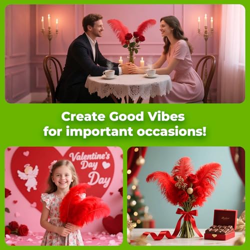 Piokio 20 pcs Natural Red Ostrich Feathers 12-14 inch(30-35 cm) Bulk for Wedding Party Centerpieces and DIY Clothes Decoration, Gatsby Decorations - Image 4