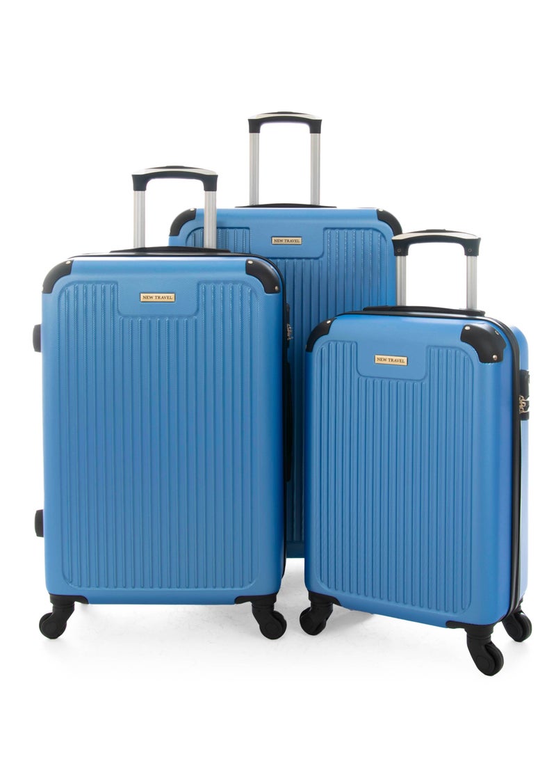 نيو ترافيل طقم شنط سفر صلب  3 قطع  لون أزرق ماركة نيو ترافل مقاس 28/24/20 بوصة  BR1099/3P - Image 1