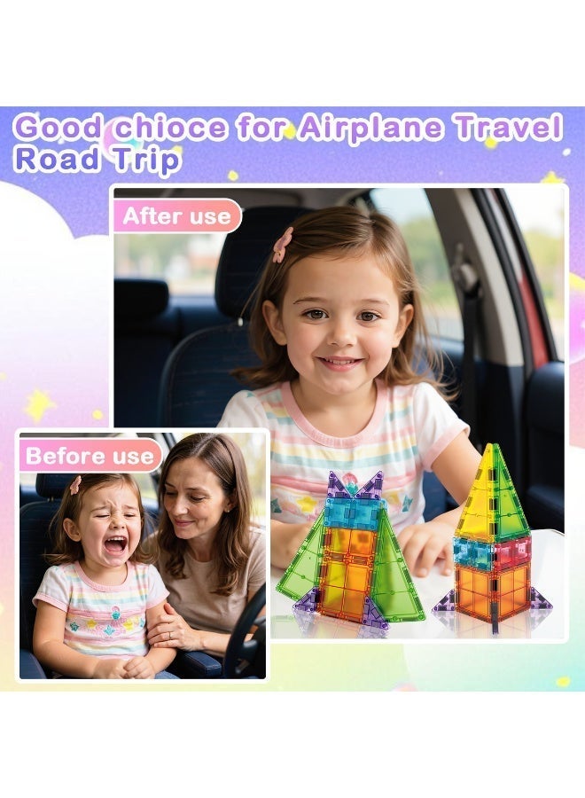 76 PCS Magnetic Building Blocks Set Clear 3D Building Blocks Construction Playboards Magnet Construction Playset, Assembly Learning Bricks & Creative Puzzle Game for Boys & Girls 3+ - Image 5