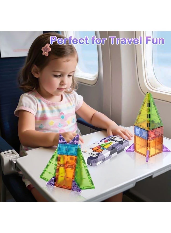 76 PCS Magnetic Building Blocks Set Clear 3D Building Blocks Construction Playboards Magnet Construction Playset, Assembly Learning Bricks & Creative Puzzle Game for Boys & Girls 3+ - Image 2