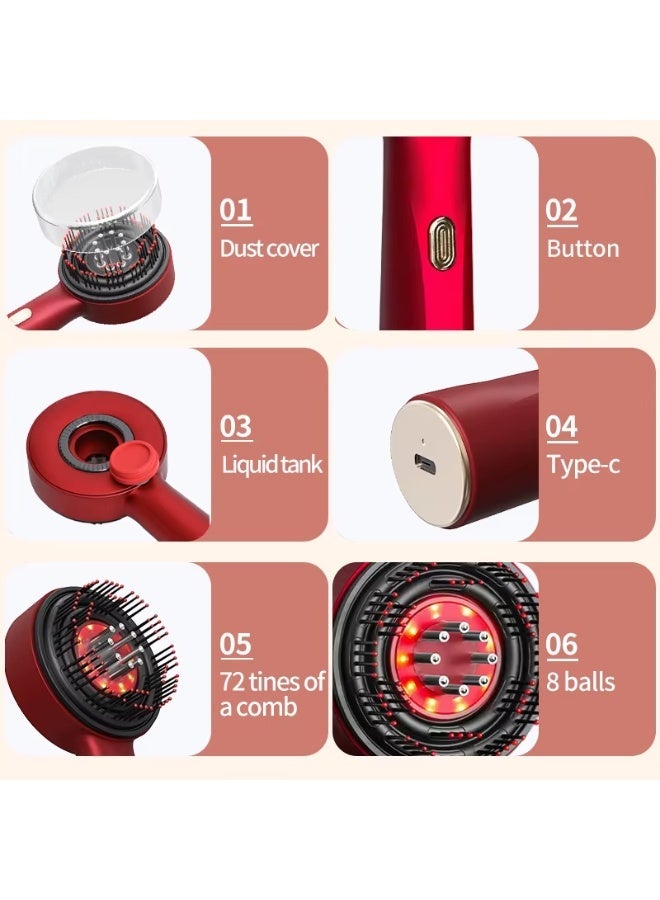 مشط مساج فروة الرأس بالضوء الأحمر 630nm مع خزان سيرم – شحن Type‑C - Image 4