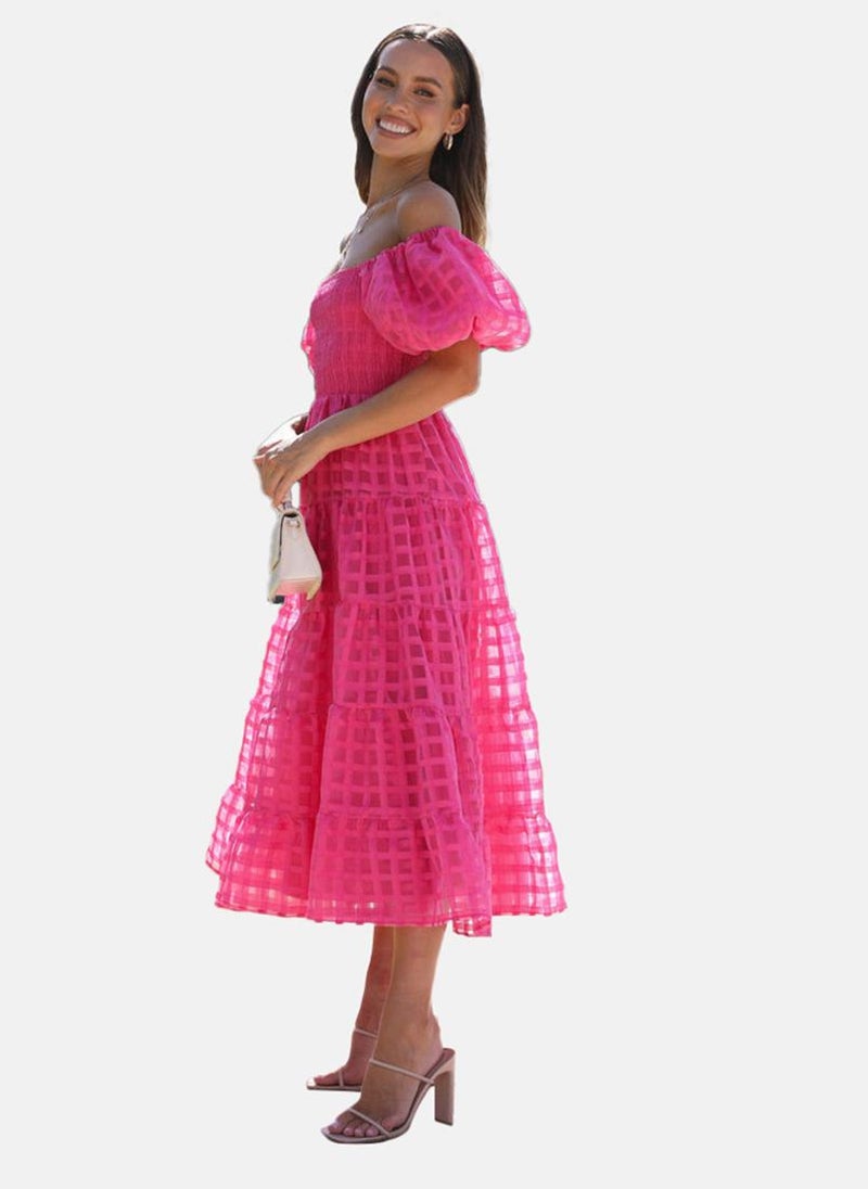 يونيكي فستان ميدي مكشوف الكتفين - Image 4