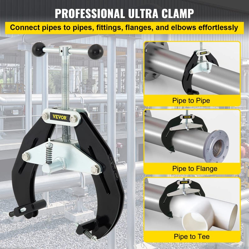 VEVOR Pipe Clamp, 2 to 6 in, High Strength Ultra Clamp with Quick Acting Screws, Steel Pipe Alignment Tool with Lightweight Design, Black - Image 2