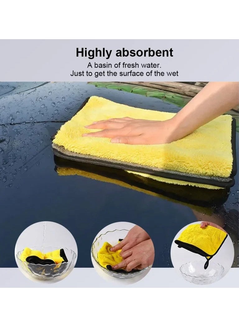AROAQ - Highly Absorbent Microfiber Car Wash Towel Thickened Yellow Cleaning Cloth for General Purpose Drying and Detailing - Image 1