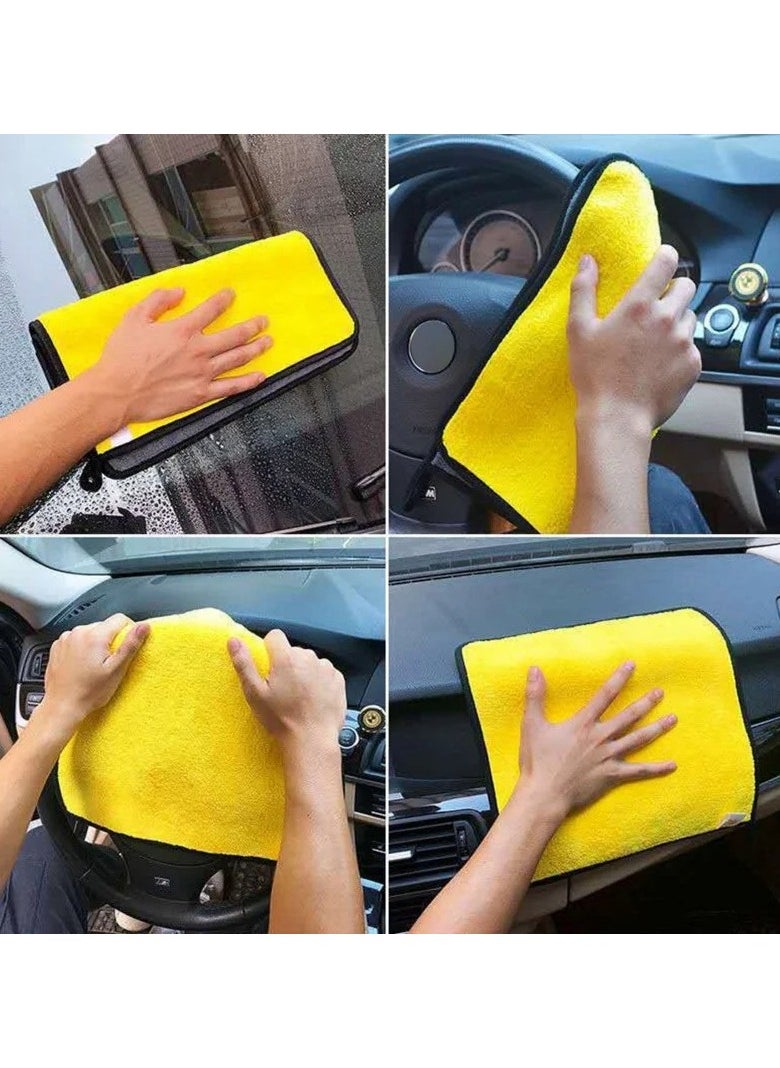 AROAQ - Highly Absorbent Microfiber Car Wash Towel Thickened Yellow Cleaning Cloth for General Purpose Drying and Detailing - Image 1