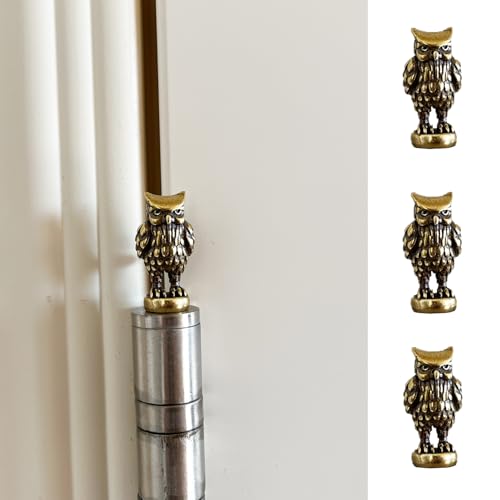 SWNACOR 3 Pcs Brass Owl Hinge Heads Decorative Topper, Magnetic Hinge Head Toppers, Fun Bird Gifts for Women Mom Grandma Wife, Vintage Bird Statue Door Hinge Head Home Decoration - Image 1