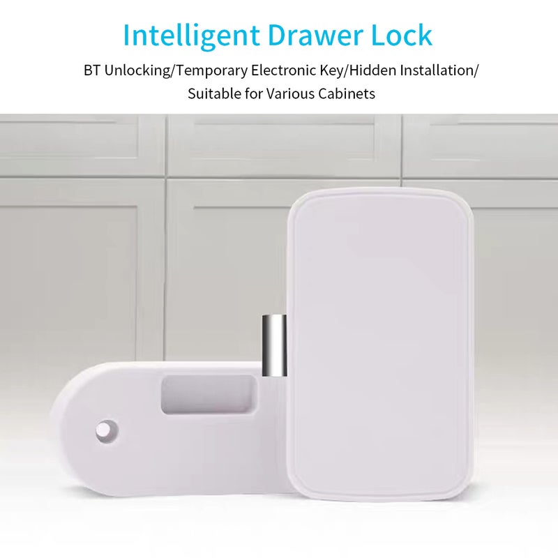Intelligent BT App Drawer Lock Adhesive BT Lock Filing Cabinet Wardrobe Shoe Cabinet Letter Box Lock White T1 - Image 2