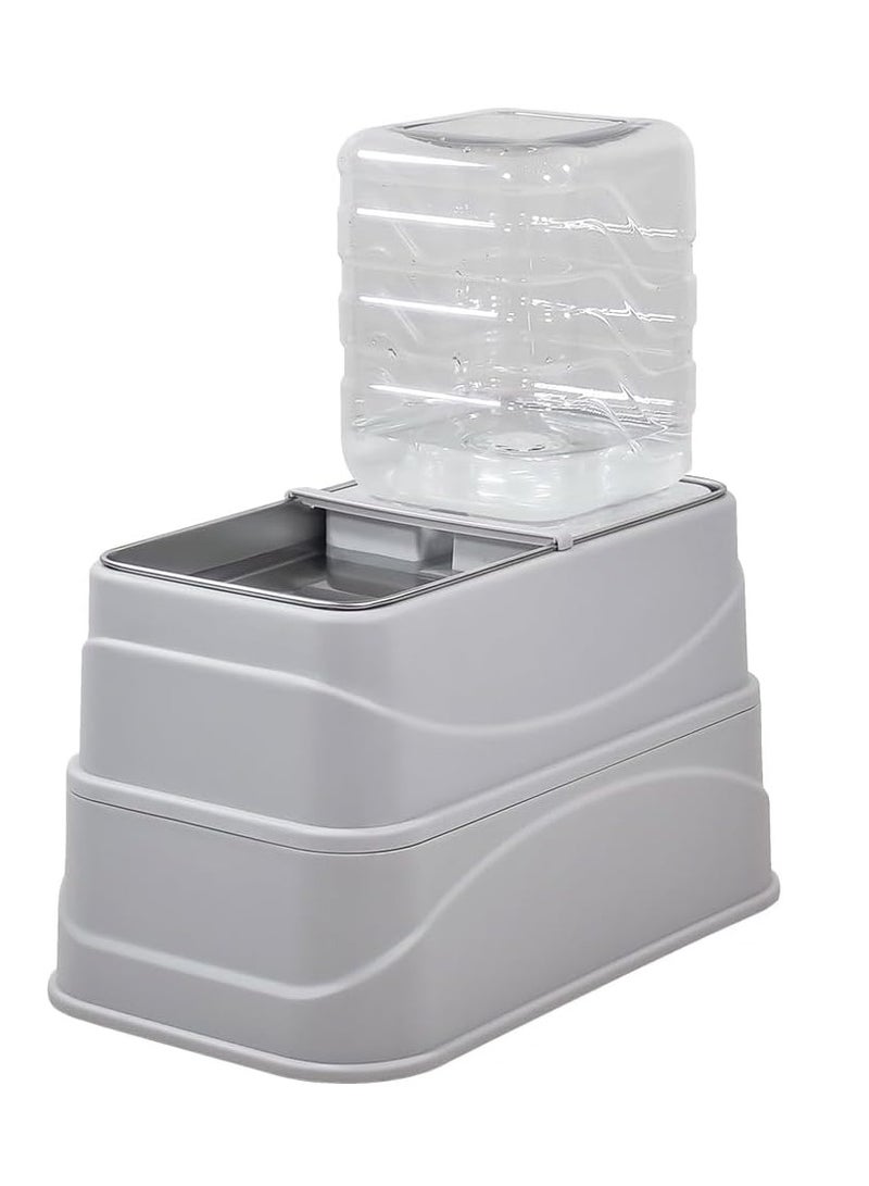 أن ان سي بيتس موزع مياه للحيوانات الأليفة قابل للتعديل مع وعاء من الفولاذ المقاوم للصدأ وخزان مياه شفاف وقابل للفصل، موزع مياه أوتوماتيكي 41 سم لجميع السلالات ذات الأحجام المختلفة، قاعدة مضادة للانزلاق، تصميم الجاذبية وقابل للحمل (رمادي) - Image 1