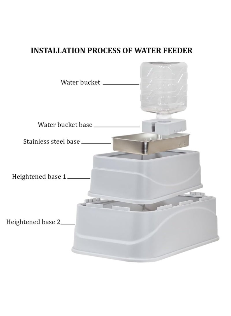 أن ان سي بيتس موزع مياه للحيوانات الأليفة قابل للتعديل مع وعاء من الفولاذ المقاوم للصدأ وخزان مياه شفاف وقابل للفصل، موزع مياه أوتوماتيكي 41 سم لجميع السلالات ذات الأحجام المختلفة، قاعدة مضادة للانزلاق، تصميم الجاذبية وقابل للحمل (رمادي) - Image 4