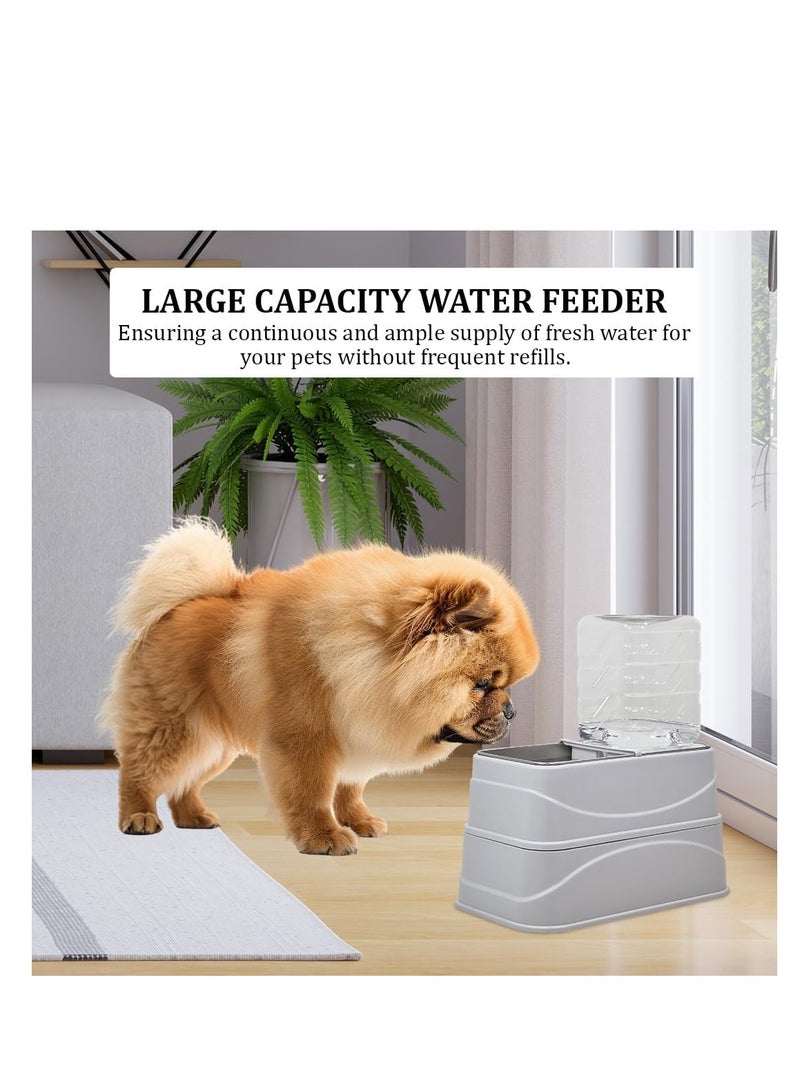 أن ان سي بيتس موزع مياه للحيوانات الأليفة قابل للتعديل مع وعاء من الفولاذ المقاوم للصدأ وخزان مياه شفاف وقابل للفصل، موزع مياه أوتوماتيكي 41 سم لجميع السلالات ذات الأحجام المختلفة، قاعدة مضادة للانزلاق، تصميم الجاذبية وقابل للحمل (رمادي) - Image 5