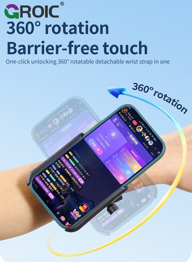 GROIC Wristband Phone Holder,Sports Armband,Phone Sports Wristband for iPhone 16/15/14/13/12 Pro Max,Plus, Compatible with Samsung Galaxy S24 S23 S22 Ultra and All 4.7''-6.9''Phones,Workouts Running Wrist Band Holder  - Image 4