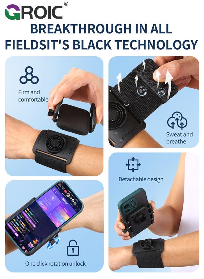 GROIC Wristband Phone Holder,Sports Armband,Phone Sports Wristband for iPhone 16/15/14/13/12 Pro Max,Plus, Compatible with Samsung Galaxy S24 S23 S22 Ultra and All 4.7''-6.9''Phones,Workouts Running Wrist Band Holder  - Image 3
