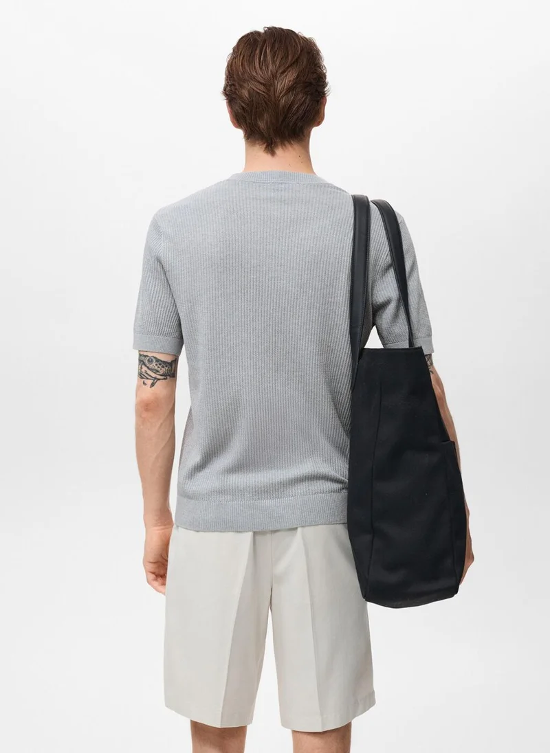 مانجو Ribbed Knit T-Shirt