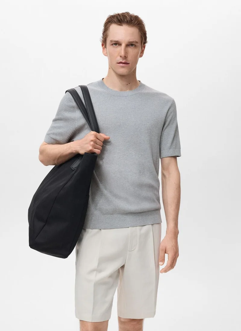 مانجو Ribbed Knit T-Shirt