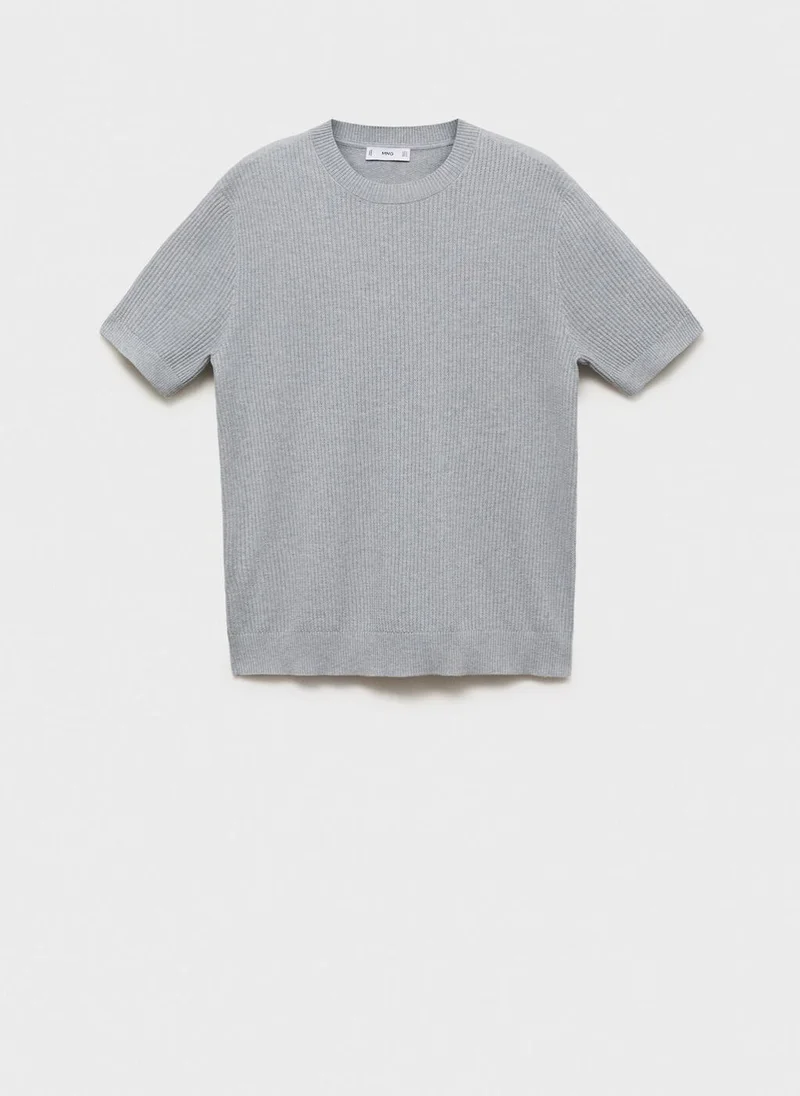 Mango Man Ribbed Knit T-Shirt