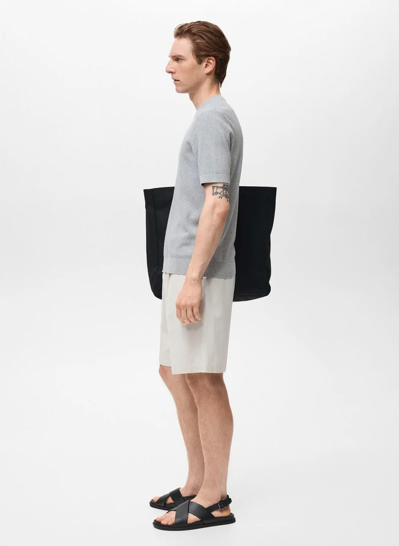 Mango Man Ribbed Knit T-Shirt