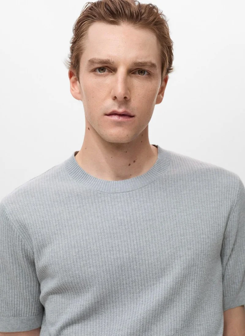 Mango Man Ribbed Knit T-Shirt