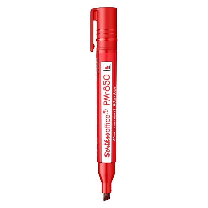 Scrikss Office Permanent Marker Pen Chisel Tip PM 850 Red Model 89016