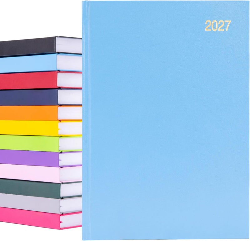evelay 2027 Diary A4 A5 Page a Day - Hardback Planner Organiser Journal with 70gsm Paper & Ribbon Marker - Ideal for Work, School & Personal Planning (A5, Sky) - Image 1