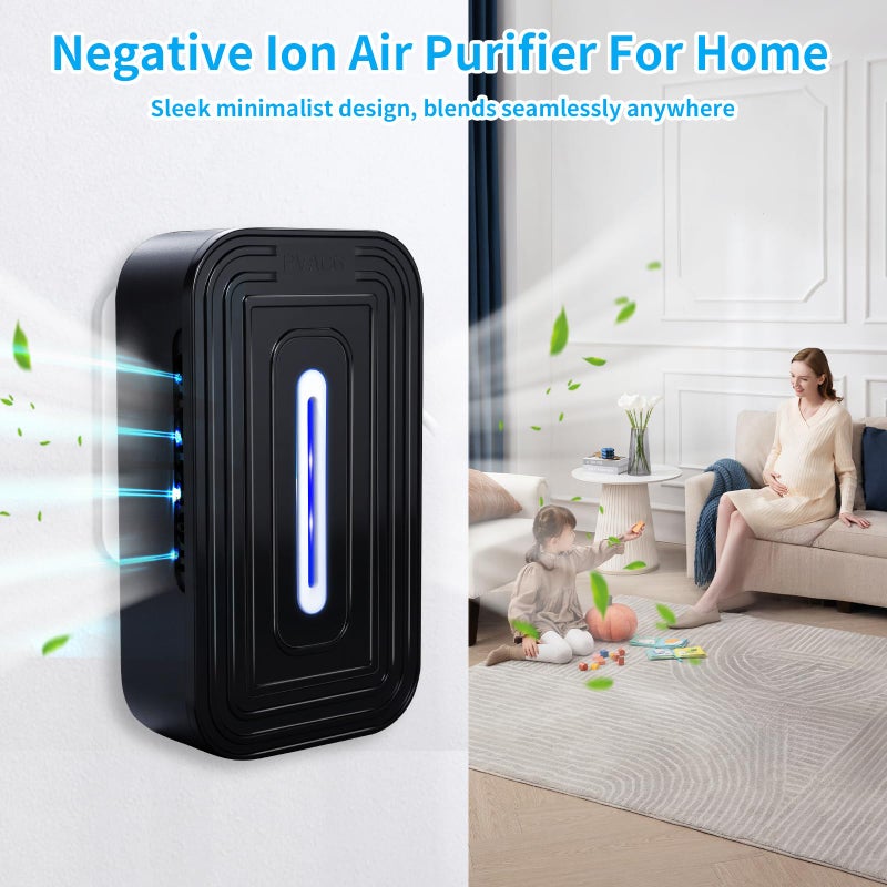 PVACG 2 Pack 2026 Upgraded Plug in Air Ionizers for Home,Ionic Air Purifier for Home Office Bedroom Bathroom Living Room Quiet and Portable Air Freshener for Bedroom(2,Black) - Image 5