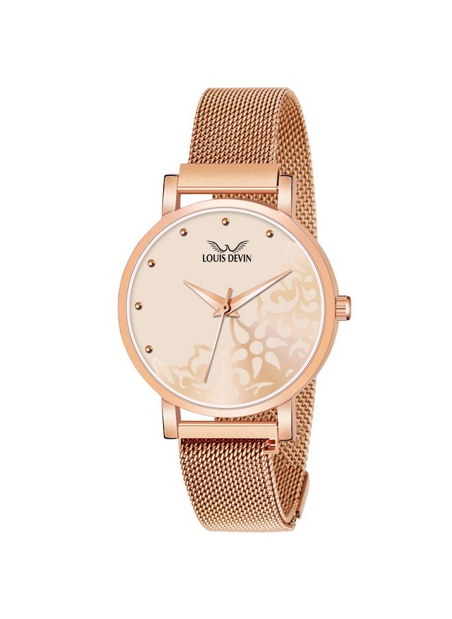 Louis Devin Rose Gold Metal Mesh Chain Analog Wrist Watch for Women | LD-RG154-RG - pzsku/Z52D7658AEEFF4BC8B6ABZ/45/_/1737721451/10543625-6616-46d1-8889-9ded1e7897f3