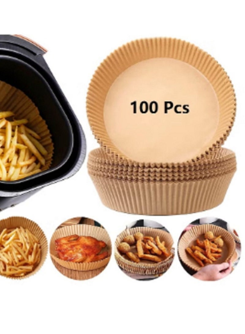 100 PCS Air fryer paper Air Fryer Round Nonstick Steamer Pads High Quality Parchment Paper for Baking - Image 1