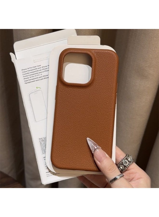 NIBEMINENT Simple Solid Lychee Pattern Protective TPU Case Cover For iPhone 15 Pro Max, Khaki