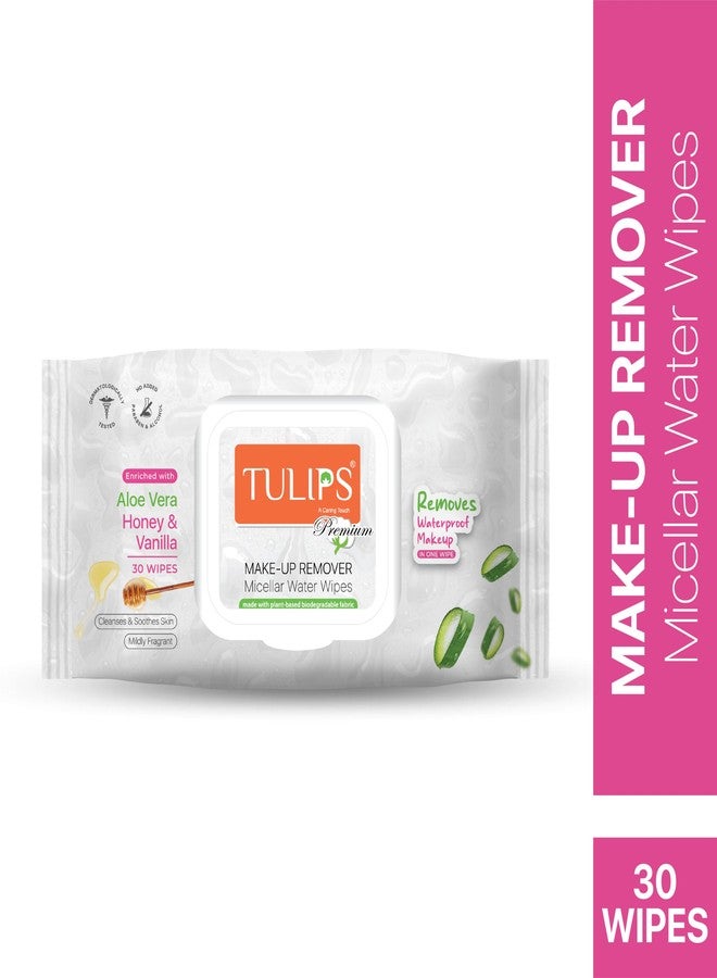 Tulips Premium Waterproof Makeup Remover Micellar Water Wipes I 30 wipes each pack I Remover face, eyes & lips makeup I Aloevera extracts (Pack of 6) - Image 2
