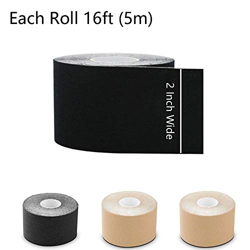KISEER 4 Pack Kinesiology Tape 16ft Latex Free Elastic Waterproof Breathable Athletes Sports Tape for Knees, Ankles, Elbow, Pain Relief and Shoulder Muscle (Black, Skin) - Image 2