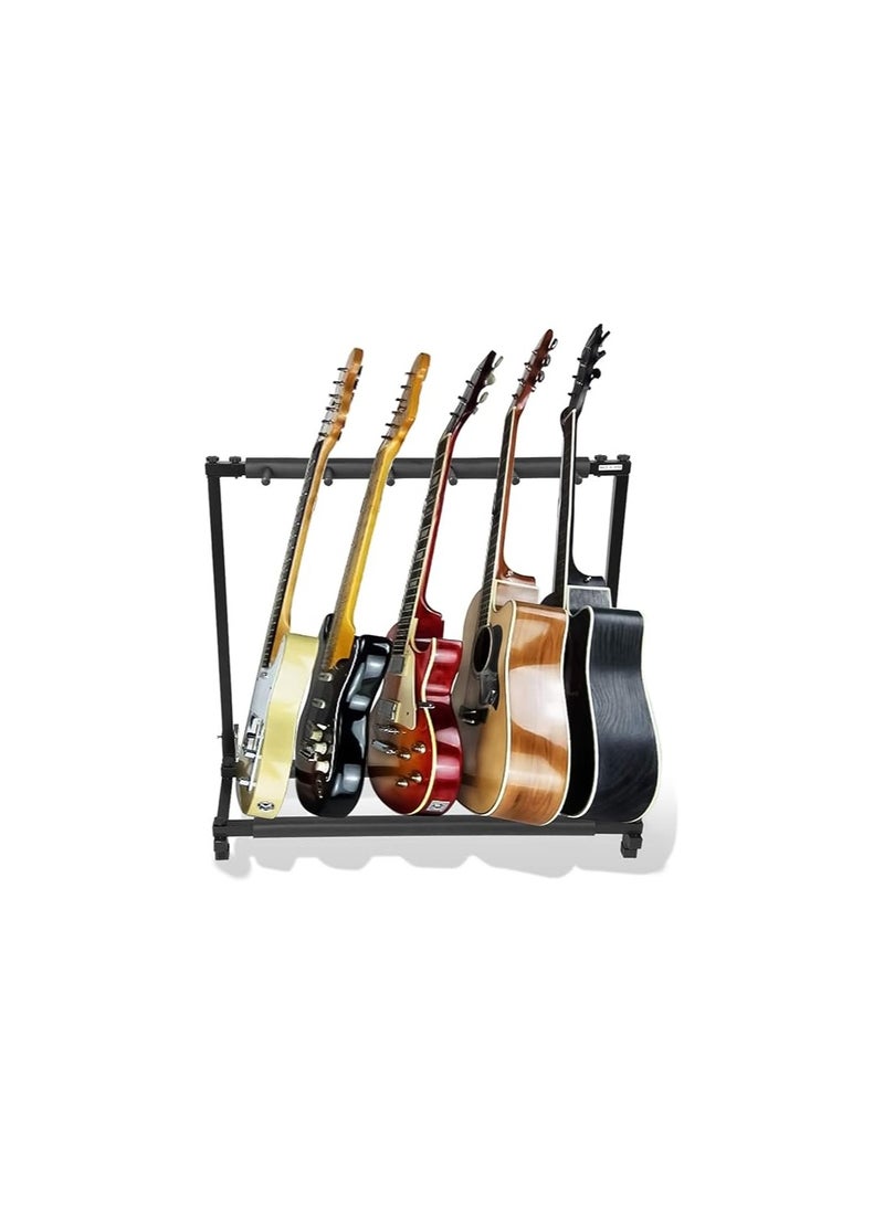 Guitars Display Stand Rack, 5 Way Universal Guitars Storage Holder Organising Stand, Stable Iron Frame with Soft Rubber Cover Guitar Collection Rack Organiser for Training room Store Home(5 Ways) - Image 1