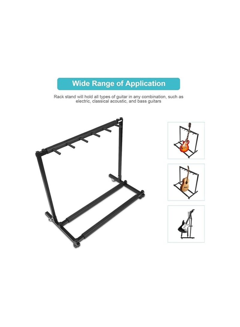 Guitars Display Stand Rack, 5 Way Universal Guitars Storage Holder Organising Stand, Stable Iron Frame with Soft Rubber Cover Guitar Collection Rack Organiser for Training room Store Home(5 Ways) - Image 3