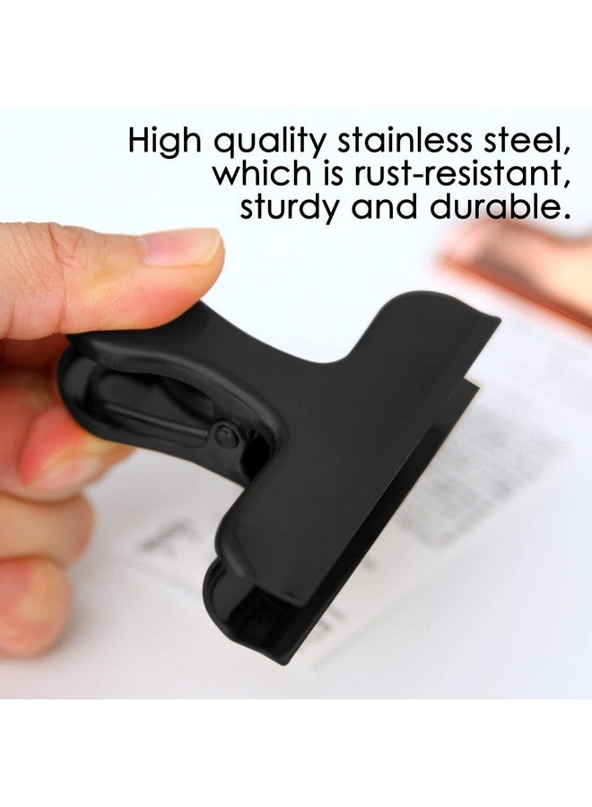 سورس تون مجموعة من 8 مشابك أكياس متينة من الفولاذ المقاوم للصدأ من SourceTon مقاس 3 بوصات، مزودة بقبضة ورقية متينة لأكياس القهوة والطعام والخبز، للاستخدام في المطبخ والمنزل - لون أسود - Image 2