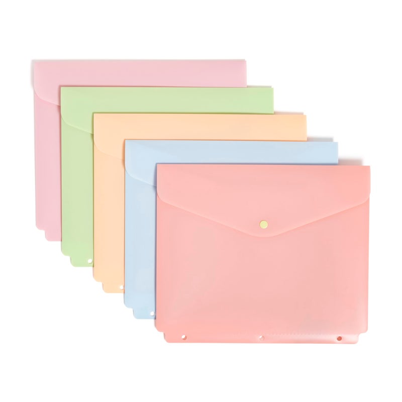 U Brands 5ct Poly Plastic Document Holder Binder Insert for 3 Ring Binder, 11" x 9.2", Saccharine Fields, Letter Size, Office Supplies - Image 1