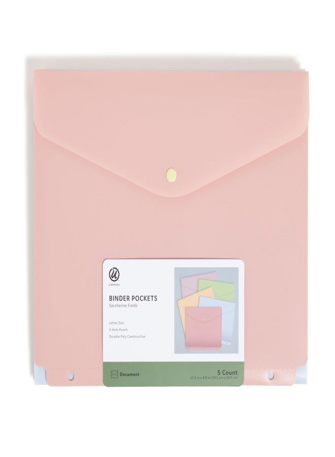 U Brands 5ct Poly Plastic Document Holder Binder Insert for 3 Ring Binder, 11" x 9.2", Saccharine Fields, Letter Size, Office Supplies - Image 2