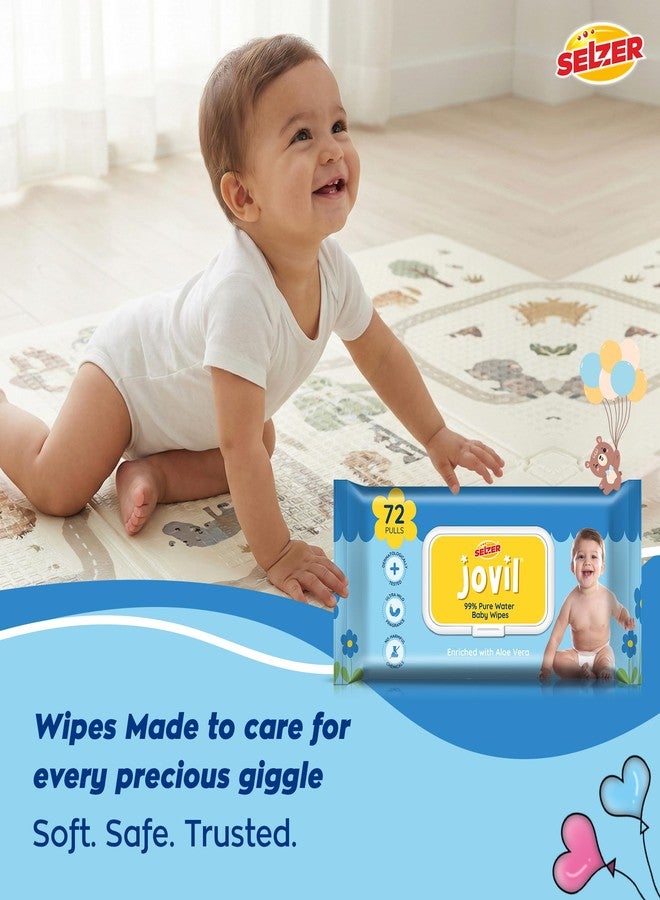 Selzer Jovil Soft Cleansing Baby Wipes with Lid | 72 Wipes x Pack of 4-288 Wipes | Extra Thick & Moist Wet Wipes for Baby's | Prevents Rashes & Redness with Goodness of Aloe Vera, Vitamin E - Image 2