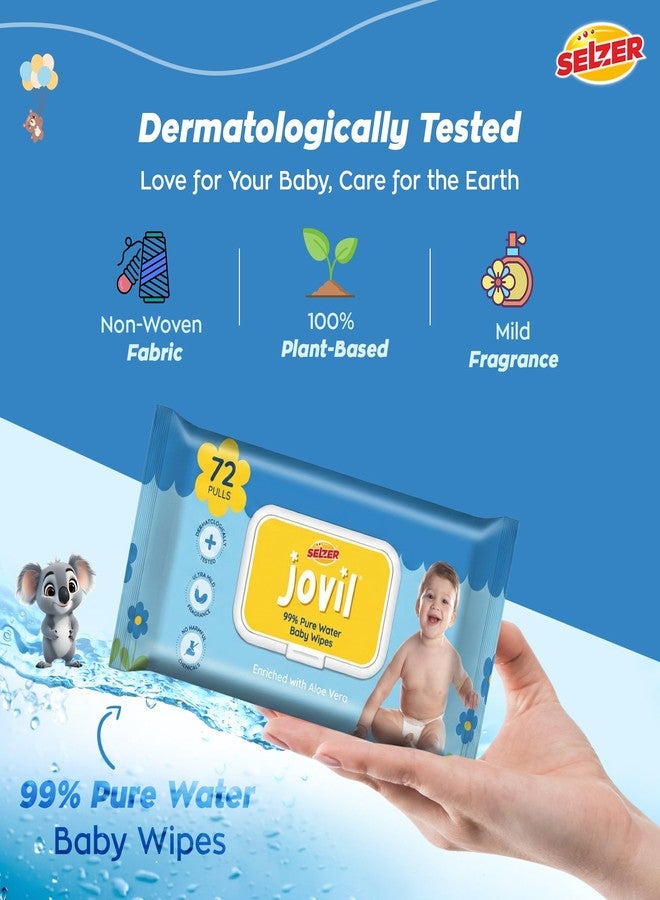 Selzer Jovil Soft Cleansing Baby Wipes with Lid | 72 Wipes x Pack of 4-288 Wipes | Extra Thick & Moist Wet Wipes for Baby's | Prevents Rashes & Redness with Goodness of Aloe Vera, Vitamin E - Image 3