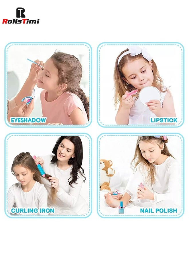 RollsTimi  Kids Makeup Kit for Girls, Kids Play Real Washable Makeup Kit Cosmetics Toys Gift for Little Girls Toddlers Dress up Set, Birthday Gift Toys for 4-6 Years Girls  - Image 4